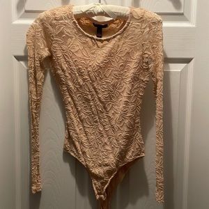 Material Girl Sheer Pink bodysuit. Size XS